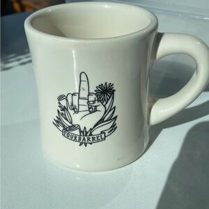 Fourbarrel White Ceramic Mug